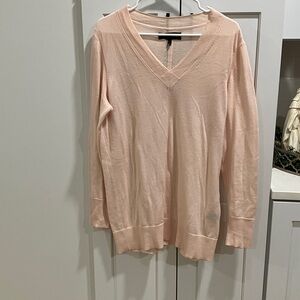 Rag & Bone New York Women's Pink Cotton V-Neck Popover Long Sleeve Sweater Top